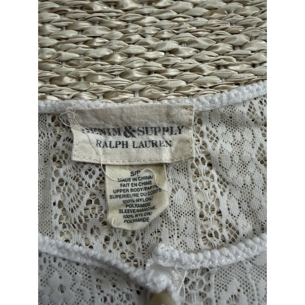 Vintage Y2K Ralph Laurie Denim Supply Lace Henley Dainty Top. Boho - Picture 5 of 8